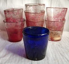 8 ancien lumignon verre soufflé Photophore Bougie procession église 19 ème 