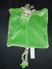 doudou plat zèbre cheval vert rayé HAPPY HORSE