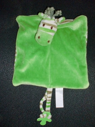 Doudou plat zèbre cheval vert - plat,