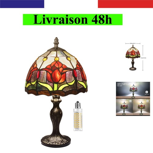 Lampe vitrail vintage - lampe,