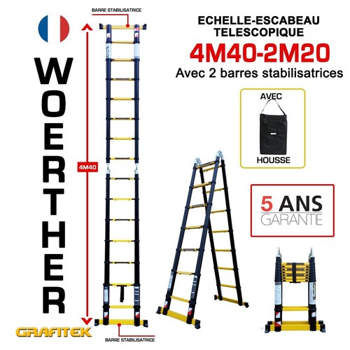 Echelle escabeau télescopique - echelle-escabeau,