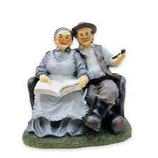 Polyrésine Vieux Couple Spectacle Pièce Idol Statue pour Home Bureau Décor Gift