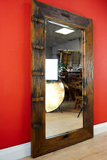 Vieux Chêne Miroir Bois de Teck Mural Salle Bain Couloir Rustique Massif Vintage