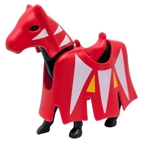Playmobil cheval armure rouge