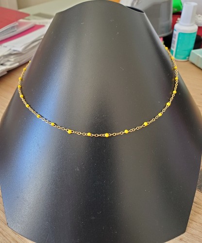 Collier perles résine jaune - résine,
