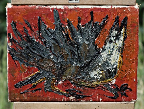Abstrakter oiseau sur rouge - abstrakter,