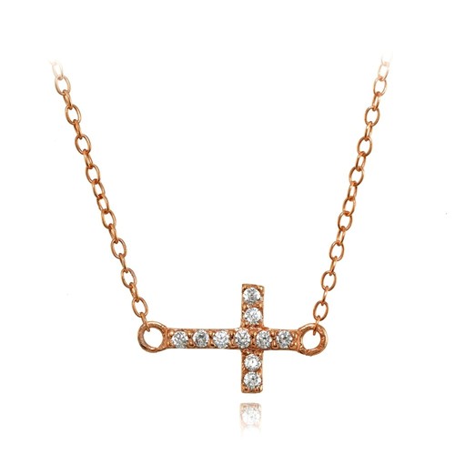 Latéral croix zircone collier - latéral,