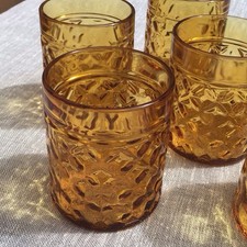 6 Verres Vintage PERNOD Anisette Couleur Ambre - TBE