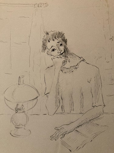 Très beau dessin lavis encre - dessin,