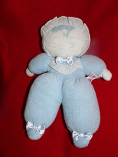 Doudou Peluche Jemini Poupée Chiffon Eponge Bleu Noeuds