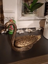 cygne métal argenté vide poche cendrier vintage