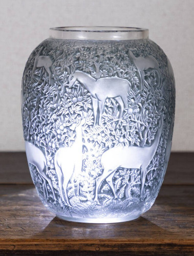 Vase lalique biches - r., n°1082