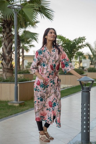 Robe longue kimono imprimé - robe,