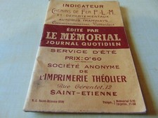 Indicateur Chemins de Fer PLM et  départementaux  SAINT ETIENNE  été 1931