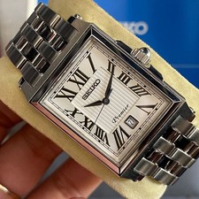 RARE Montre Seiko Square Premier SKK715 Roman Index cadran blanc vintage fullset