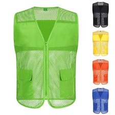 Gilet Maille Respirant Randonnée Haut Veste Multi-Poches Extérieur sans Manche
