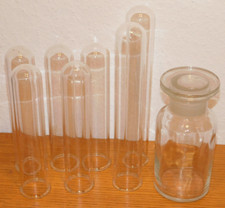 VINTAGE LOT 8 FLACON RECIPIENT de LABORATOIRE en VERRE eprouvette TUBE à ESSAI