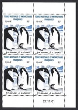 TAAF - TERRES AUSTRALES - N° 348 - MANCHOTS - BLOC de 4 COIN DATÉ**