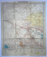BATTAMBANG CAMBODIA 1952 VERY LARGE ORIGINAL MAP