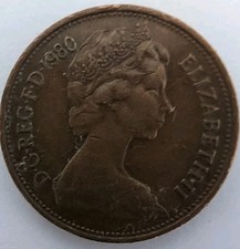  United Kingdom 2 new pence, 1980 , Original ELIZABETH II D G REG F D 1980 Rare