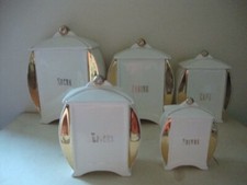 Série de Pots à épices Art Déco Céramique Dorure C.A.C LABRUT Cie GRIGNY