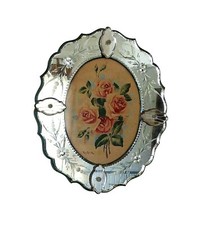 Miroir ovale en Verre de Venise et Roses Peintes