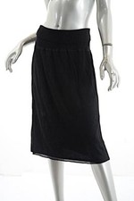 RODIER Black Viscose Blend Knit Pull On Skirt with Ribbed Waistband Sz 42 US 6