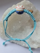 Bracelet Chat Maneki neko Porte Bonheur Chance bleu