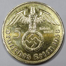 Monnaie Argent, 5 Reichsmark 1938 A (gold plated)  NAZI GERMANY