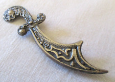 Ancienne Broche Khanjar Sabre Orientale En Argent 2 poinçon bijou vintage 2123