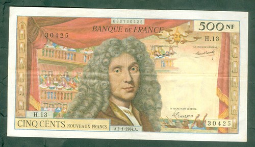 Rare billet 500nf molière - billet, de