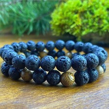 2 Bracelets Bois de Wengé Pierre de lave Naturelles Grandes tailles disponibles