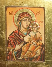 Icône chrétienne orthodoxe peinte à la main La Vierge Marie et le Christ