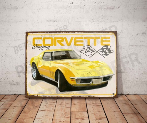 Plaque métal vintage corvette - plaque,