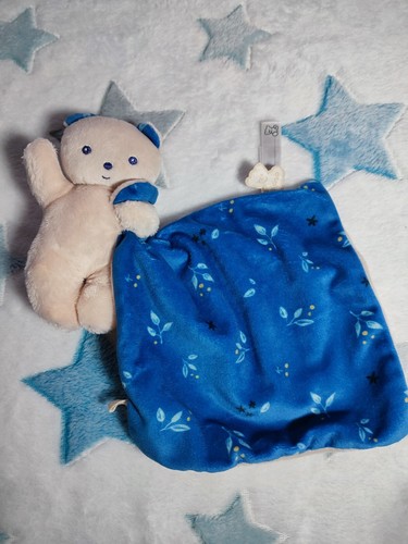 Doudou mouchoir ours bleu - mouchoir,