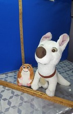 Peluche doudou VOLT le chien blanc et RHINO le hamster du D.A. Volt de Disney 