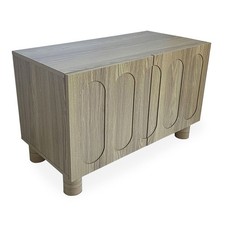 Buffet 2 Portes Sculptées "Phillip" 80cm Chêne Grisé