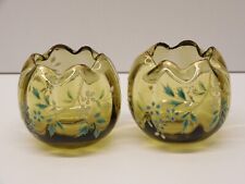 *2 VASES AUMONIERES VERRE décor fleurs émaillées émail Collection Vitrine  D