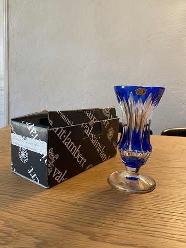 Vase cristal bleu saphir