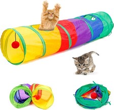 Tunnel pour chat avec balle de jeu, jouet de tube de chat interactif pliable