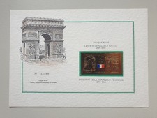 Carte commémorative Général Charles de Gaulle avec timbre en or