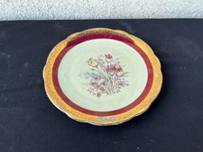Assiette décorative Scherzer Bavaria – décor floral, bordure dorée et rouge