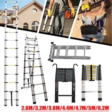 Échelle télescopique Acier inoxydable 2.6/3.2/3.8/4.4/5/6m échelle pliante 150kg