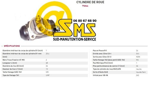 Cylindre roue frein fenwick - cylindre, de
