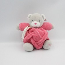 Doudou ours plume rose gris