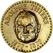 France, Jeton, Collection Total, Adolphe Thiers, 1970, Laiton, TTB+