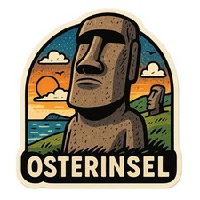 Moai Statue Sticker 9x9 cm