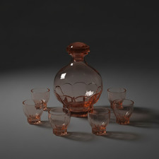 Service à Liqueur Art Déco en Rosaline - French - Vintage