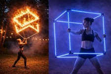 LED Fire Cube / Steel