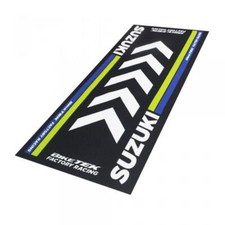 Tapis environnemental Biketek Garage Mat noir blanc jaune bleu pour moto Suzuki